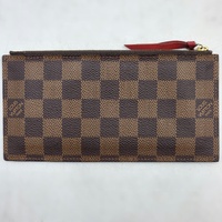 Louis Vuitton Damier Ebene Zipper Pouch Brown Checkered Red Interior