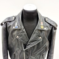Vintage FMC Heavy Leather Biker Jacket Mens 48 Black Double Rider Moto