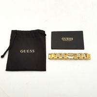 GUESS Frontier Mens Gold Plated Stainless Steel Crystal Flat Chain Bracelet 19cm