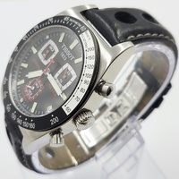 Tissot PRS 516 Men's Quartz Chronograph Watch Black Dial Leather Strap