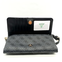 GUESS Noelle Flap Organiser Bag Coal Black Logo Crossbody Wallet Handbag