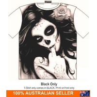 Voodoo tattoo lady with attitude T Shirt Street Fashion Mens Ladies  AU STOCK [colour: Black] [Size: L - 42in/107cm Chest]