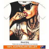 T-Shirt Heavily tattooed girl with finger in her mouth Street Fashion Mens Ladies AU STOCK [Size: M - 40in/102cm Chest]