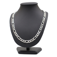 Solid Sterling Silver 925 Heavy Figaro Link Chain Necklace Multiple Sizes [Size: 60cm x 1.0cm (86.5g)]