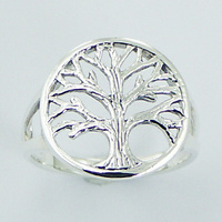 Rugged Antiqued Silver Tree of Life Ring 3.88 Grams NEW