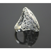 Shiny Heart Shaped Ajoure Sterling Silver Designer Ring 11.6 Grams [Size: 7/54]