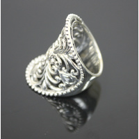 Art Nouveau Bead Outlined Oval Ajoure Sterling Silver Ring 12.1 Grams [Size: 7/54]