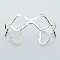 Continuous Sterling Silver Line Wavy Open Bangle Bracelet 19.70 Grams NEW