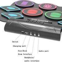 NEW Portable Electronic Roll Up Drum Kit 9 Silicone Pads Electric Hand Drum Set