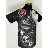 Angel Devil Girl T-Shirt Rap Hip Hop Urban Fashion Street Wear Black Size: M/L/XL/2XL [Size: M - 40in/102cm Chest]