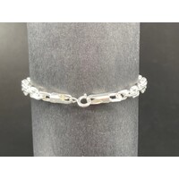 Ladies 925 Sterling Silver Fancy Link Longer Bracelet NEW