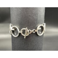 Ladies 925 Sterling Silver Fancy G Link Bracelet NEW
