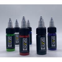 Spark Tattoo Ink Multi-Colour Set - 15 ml Bottles (7 x 15ml) (New)