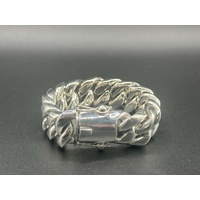 Mens 925 Sterling Silver Chunky Curb Link 362g Bracelet (New)
