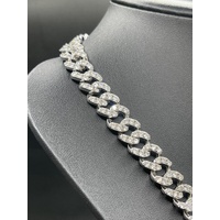 Unisex 925 Sterling Silver Iced Cuban Link Necklace (NEW)