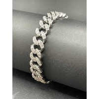 Unisex 925 Sterling Silver Iced Cuban Link Bracelet (NEW)