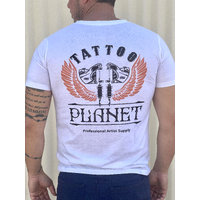Tattoo Planet T-Shirt Artist Street Fashion Mens Ladies - White [Size: M]