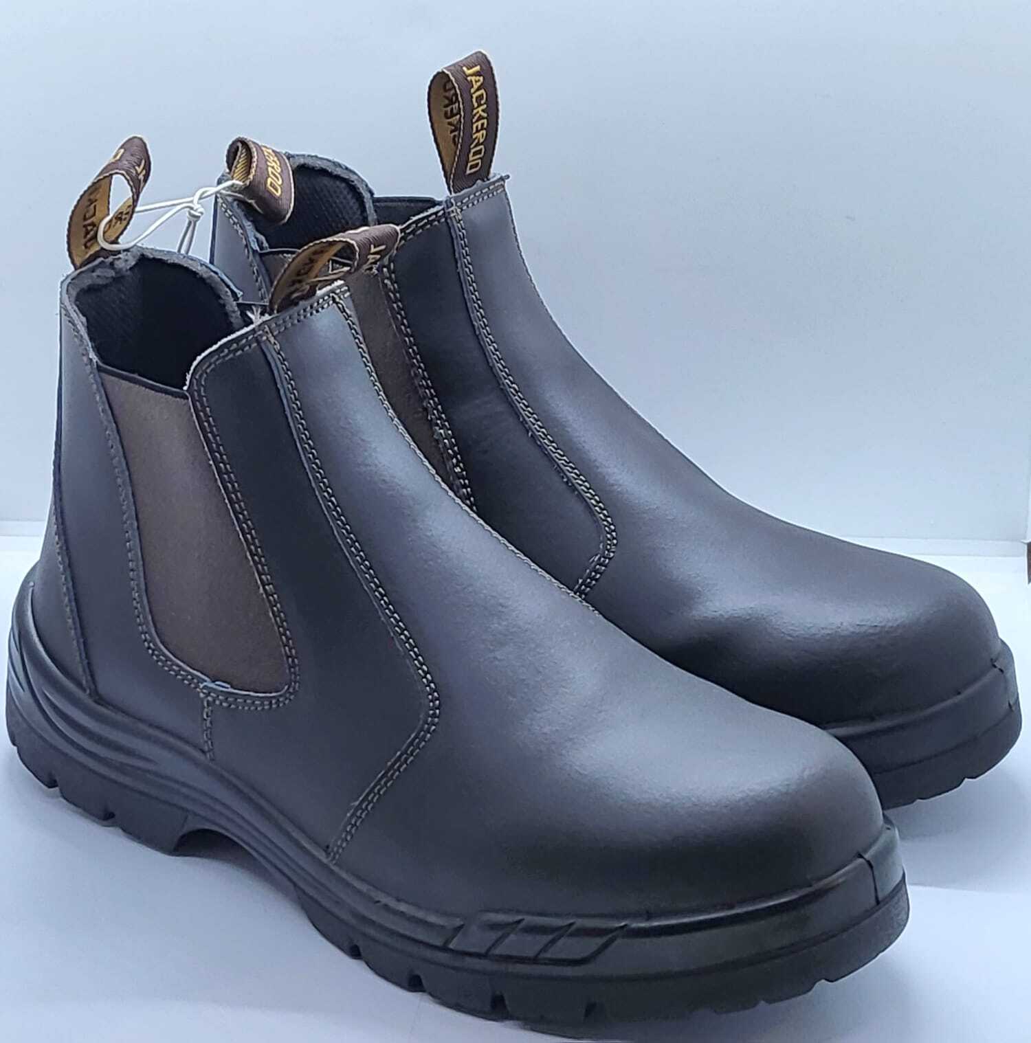 Jackeroo Leather Slip On Safety Steel Cap Work Boots Size 11 UK Black