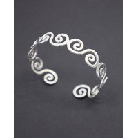 Ladies Solid Sterling Silver 925 Wavy Spiral Bangle Bracelet 18cm 20.5 Grams