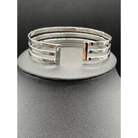 Unisex Sterling Silver Multi-Row Cuff Bangle (Brand New)