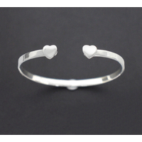 Ladies Solid Sterling Silver 925 Heart Bangle Bracelet 17.5cm 11.5 Grams