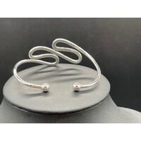 Ladies Sterling Silver Swirl Twist Cuff Bangle (Brand New)