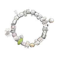 Ladies Pandora 925 ALE Charm Bracelet 26 Charms with 14K Gold Clasp Size: 20cm