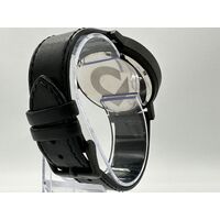 Uncle Jack 42mm All Black Genuine Leather Strap Unisex Quartz Watch