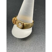 Mens 18ct Yellow Gold Round Single Diamond Ring (Pre-Owned)