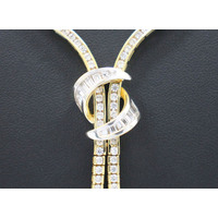 Ladies 18K Solid Yellow & White Gold Cubic Zirconia Necklace 31g Fine Jewellery