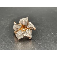Ladies 14ct Rose Gold Diamond Flower Ring (Pre-Owned)