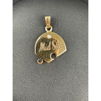 Ladies 9ct Yellow Gold  Puzzle Piece Middle Sister Pendant (Pre-Owned)