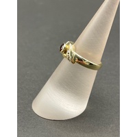Ladies 9ct Yellow Gold Red Gemstone and Diamonds Ring