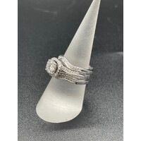 Ladies Solid 14ct White Gold Diamond Fine Jewellery Ring Set 4.7 Grams Size UK O