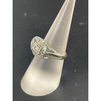 Ladies 3.3 Grams 9ct White Gold Diamond Ring Size UK N Solid Fine Jewellery