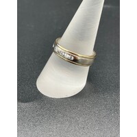 Unisex 18ct Two Tone Yellow/ White Gold Diamond Ring Fine Jewellery Size UK S