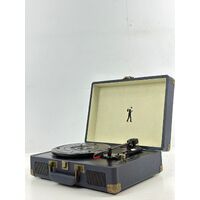 Flea Market Suitcase Turntable (Navy) Vintage Style 3 Speeds Auto-Stop Portable