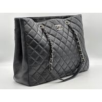 Chanel Classic CC Shopping Tote Quilted Calfskin Large Handbag Black A91046 