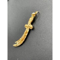 Ladies Solid 21ct Yellow Gold Sword Pendant Fine Jewellery 4.7 Grams