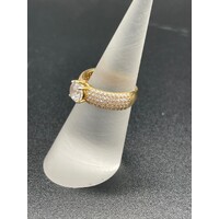 Ladies 18ct Yellow Gold CZ Ring (Pre-Owned)