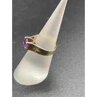 Ladies 9ct Yellow Gold Purple Gemstone Ring (Pre-Owned)