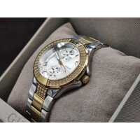 Guess Waterpro Pave Silver Gold Two Tone Womens Stainless Steel Analog Watch 