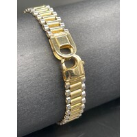 Unisex 18ct Two Tone Watch Bank Link Bracelet (Pre-Owned)