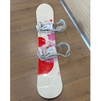 Hammer Hyleyn 147cm Ladies Snowboard with Bindings JM Rodot Art Pink White