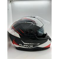 Rjays Dominator II Matte White/Red Motorcycle Helmet Size Large with Manual