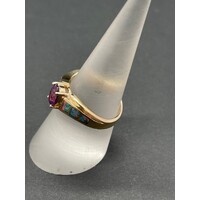 Ladies 14ct Yellow Gold Opal Ring (Pre-Owned)