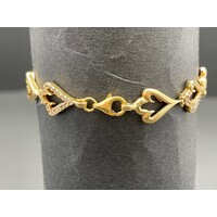 Ladies 18ct Yellow Gold Heart Link Bracelet (Pre-Owned)