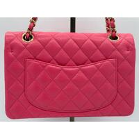 Chanel Dark Pink Quilted Grained Caviar Medium Handbag Double Flap 