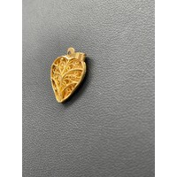 Ladies 21ct Yellow Gold Leaf Heart Pendant (Pre-Owned)