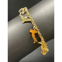 Ladies 18ct Yellow Gold Oval Belcher Link Charm Bracelet (Pre-Owned)